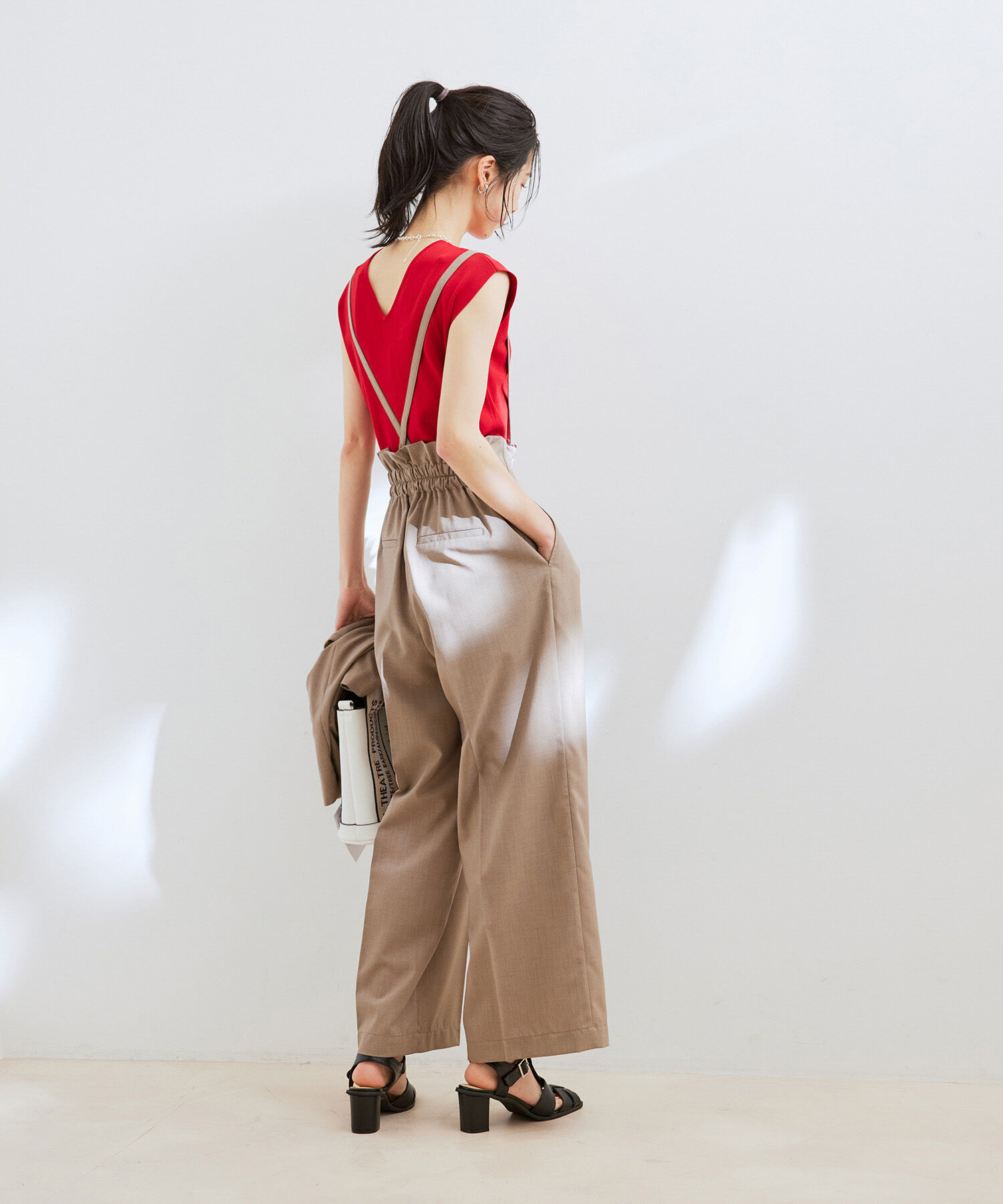 VIS「【セットアップ対応】サス付きリネンライクリラックスワイドパンツ【EASY CARE・接触冷感・洗える】」|その他|