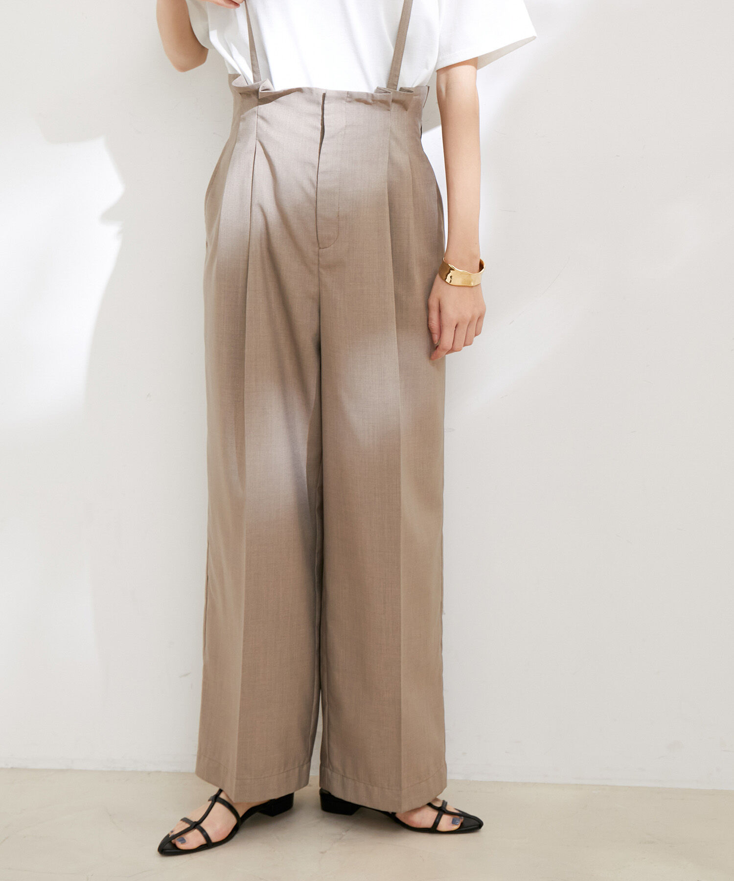VIS「【セットアップ対応】サス付きリネンライクリラックスワイドパンツ【EASY CARE・接触冷感・洗える】」|その他|