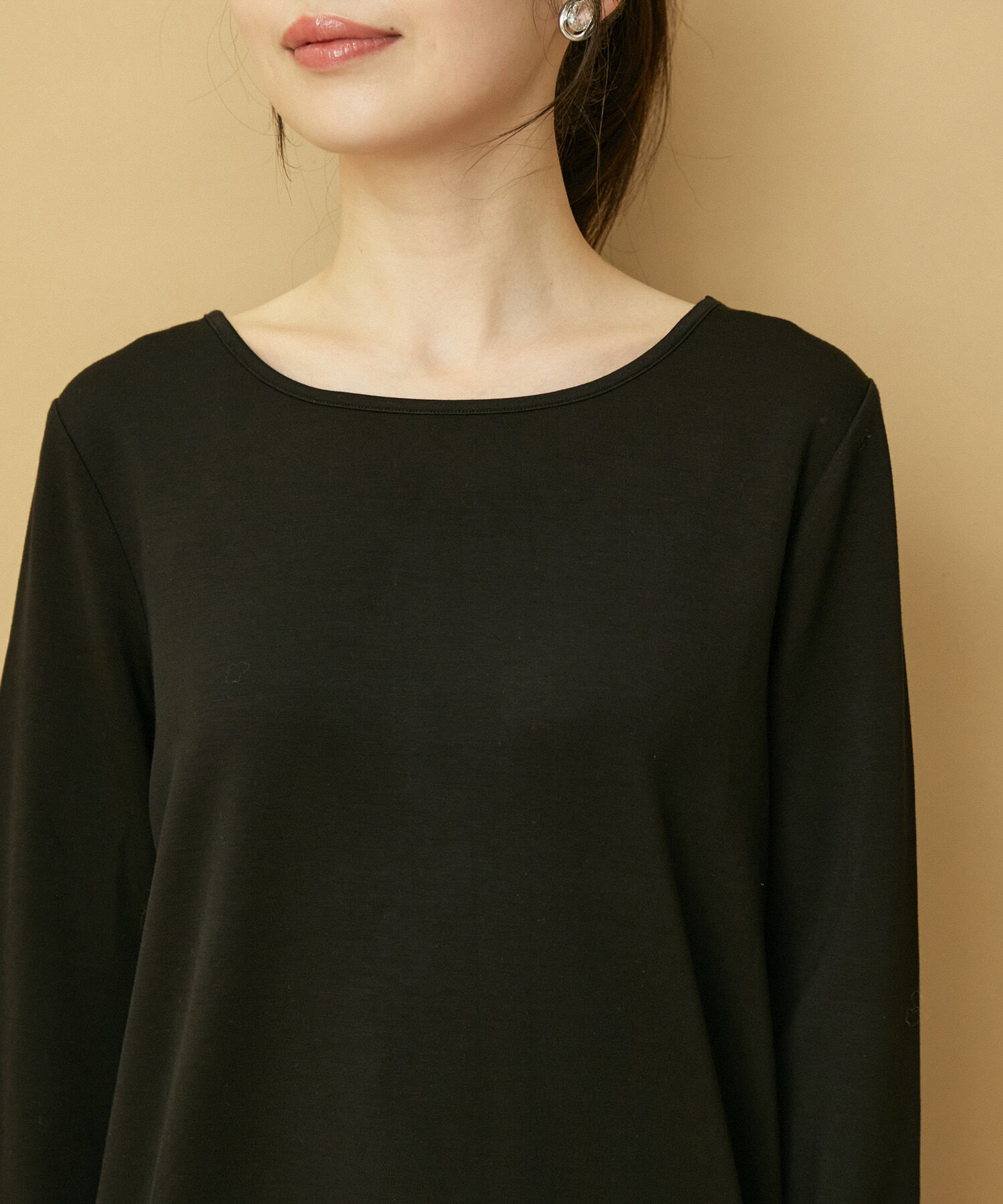 VIS「【スフレタッチシリーズ】袖布帛ドッキングリブカットソー【洗える】」|Tシャツ・カットソー|