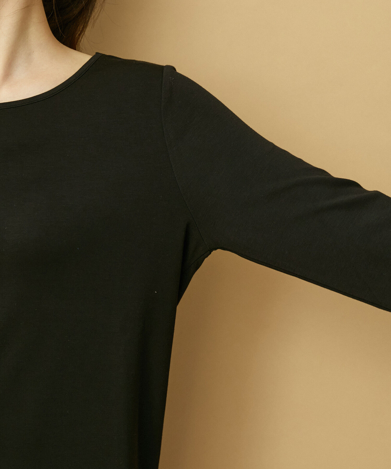 VIS「【スフレタッチシリーズ】袖布帛ドッキングリブカットソー【洗える】」|Tシャツ・カットソー|