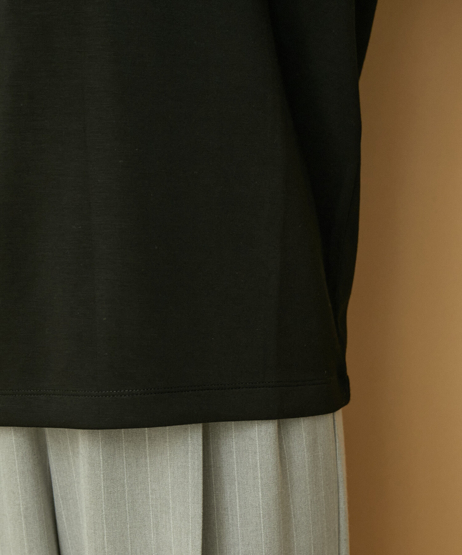 VIS「【スフレタッチシリーズ】袖布帛ドッキングリブカットソー【洗える】」|Tシャツ・カットソー|