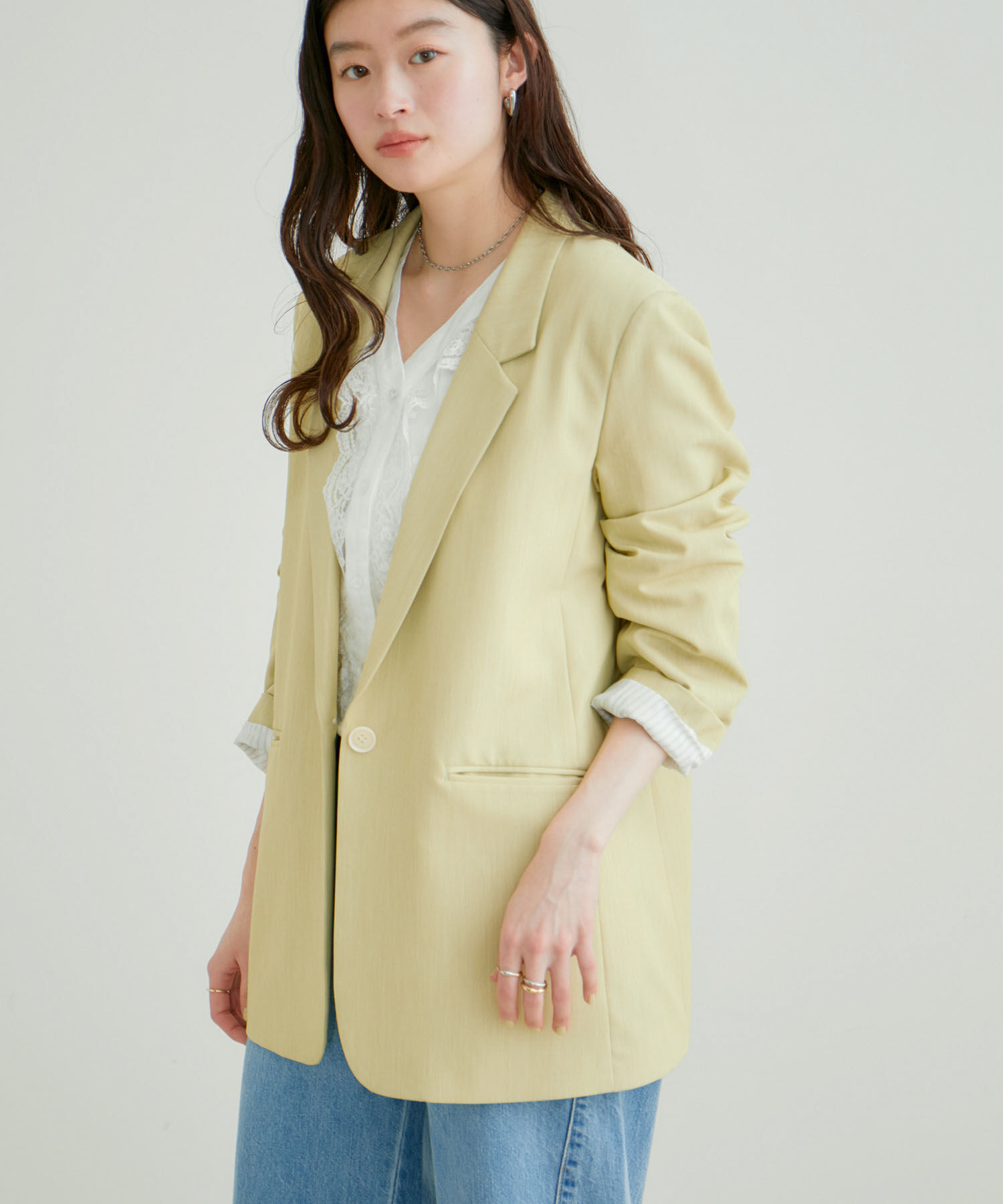 VIS「オーバーサイズシングルジャケット」|テーラードジャケット|キミドリ(34)