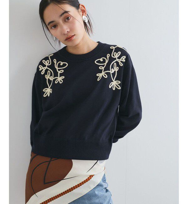 VIS「リーフコード刺繍ニットプルオーバー」|ニット・セーター|