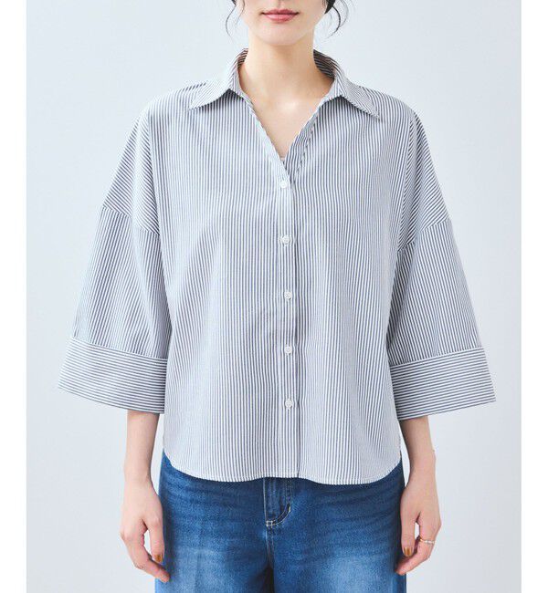 VIS「【WEB限定】スキッパーワイドスリーブシャツ/通勤対応」|シャツ・ブラウス|