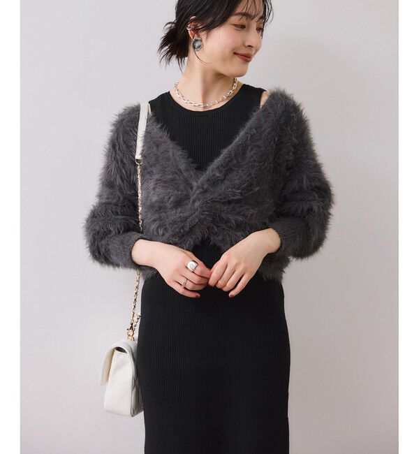 VIS「ねじりショートトップス付きロングニットワンピース/イージーケア」|ワンピース|