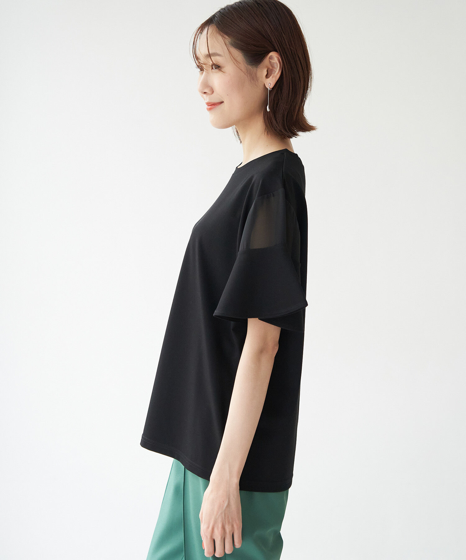 Rope&rsquo;Picnic「袖シアーカットトップス」|Tシャツ・カットソー|