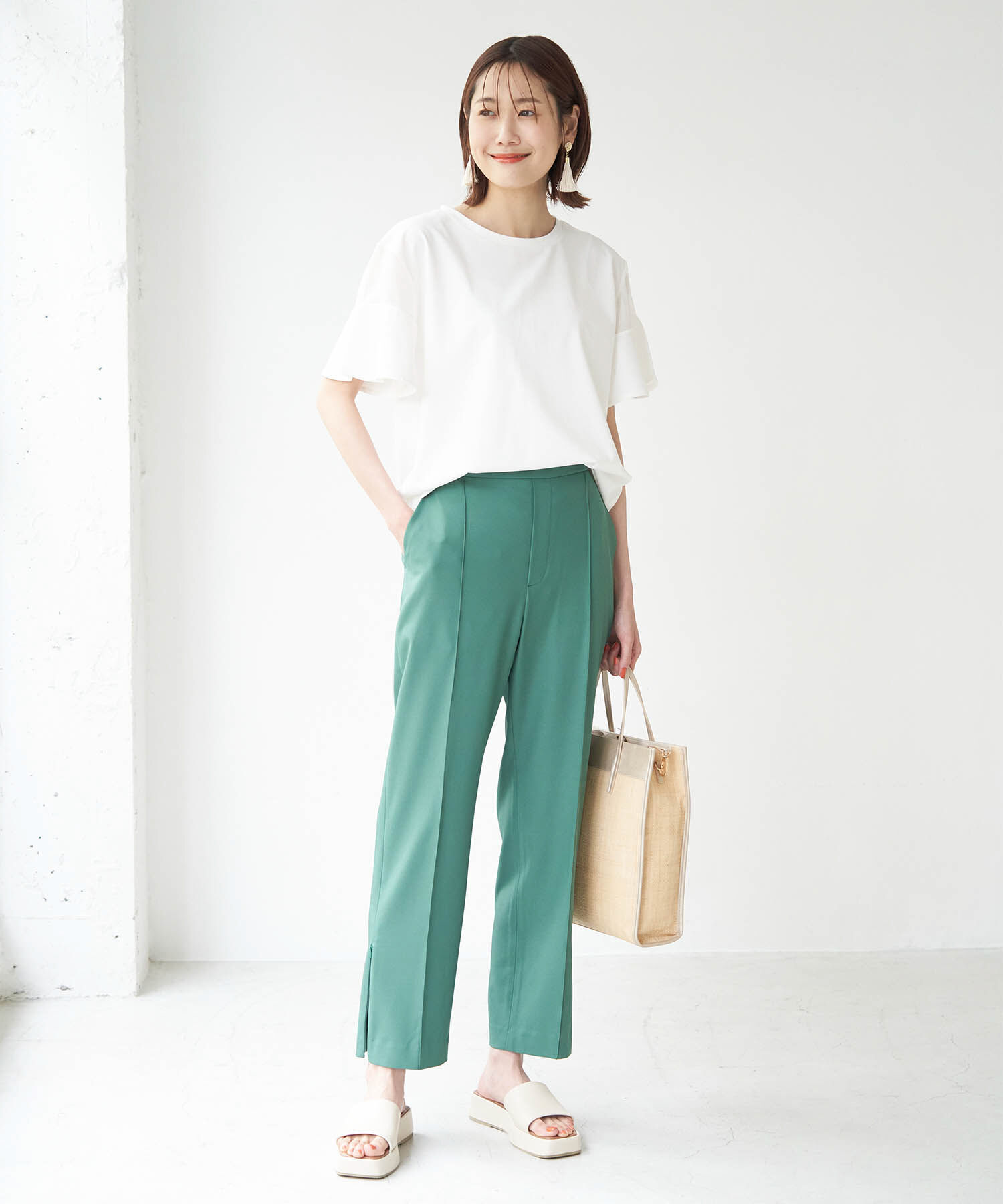 Rope&rsquo;Picnic「袖シアーカットトップス」|Tシャツ・カットソー|