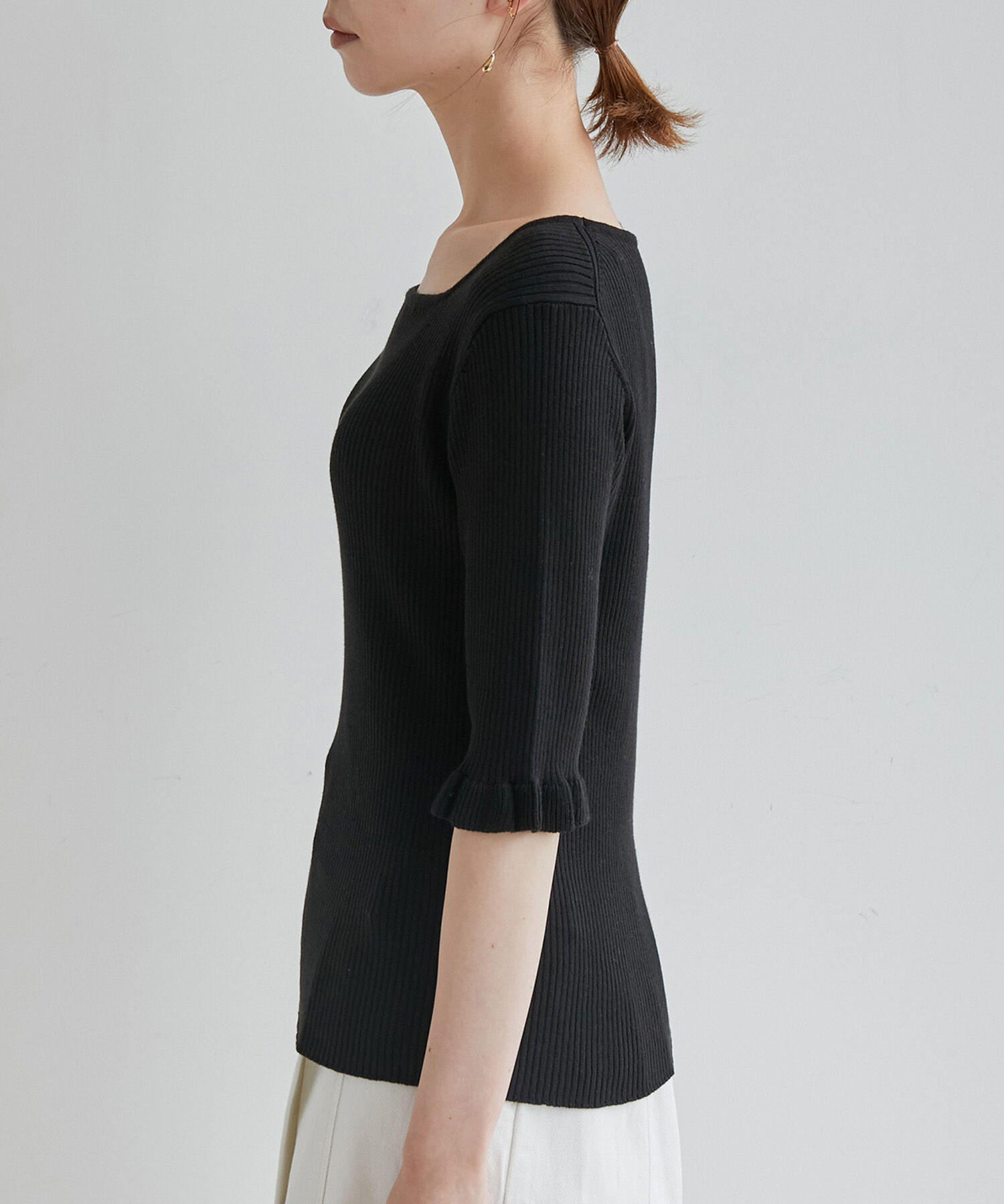 Rope&rsquo;Picnic「TRUE COTTON/袖フリルニットプルオーバー」|ニット・セーター|