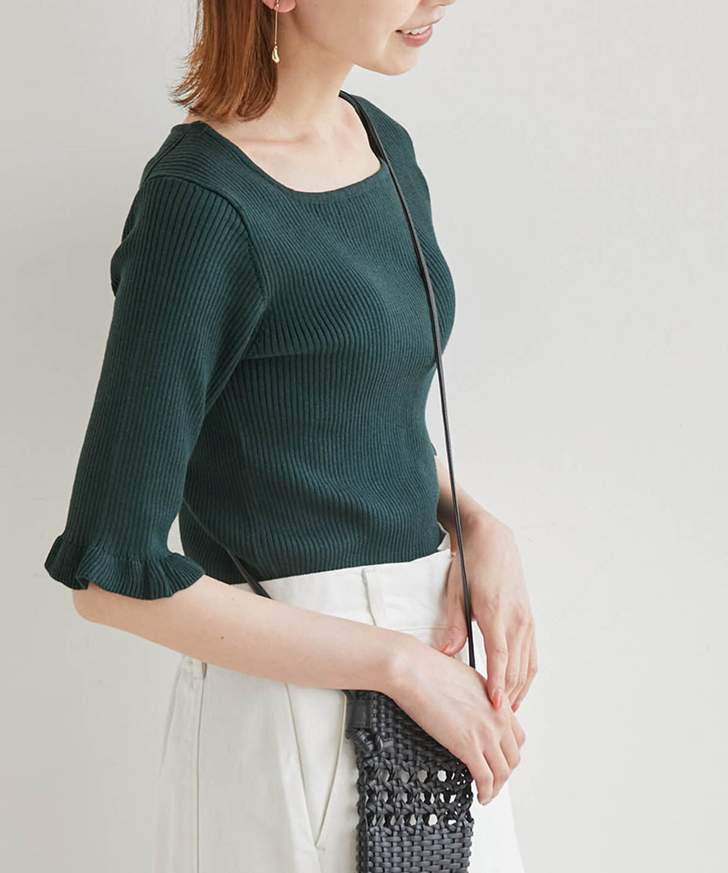 Rope&rsquo;Picnic「TRUE COTTON/袖フリルニットプルオーバー」|ニット・セーター|