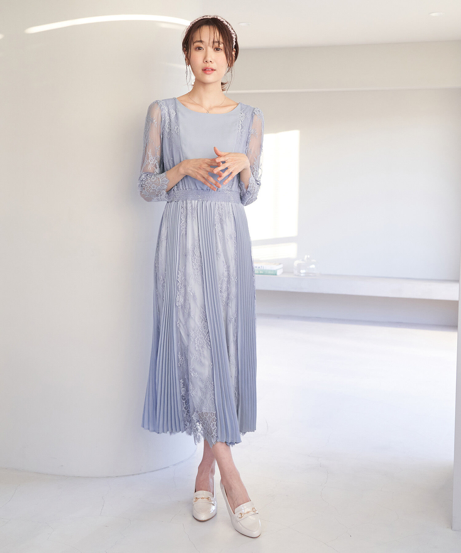 Rope&rsquo;Picnic「【一部店舗限定】【Mon E&rsquo;toile/モンエトワール】プリーツコンビレースDress」|ドレス|
