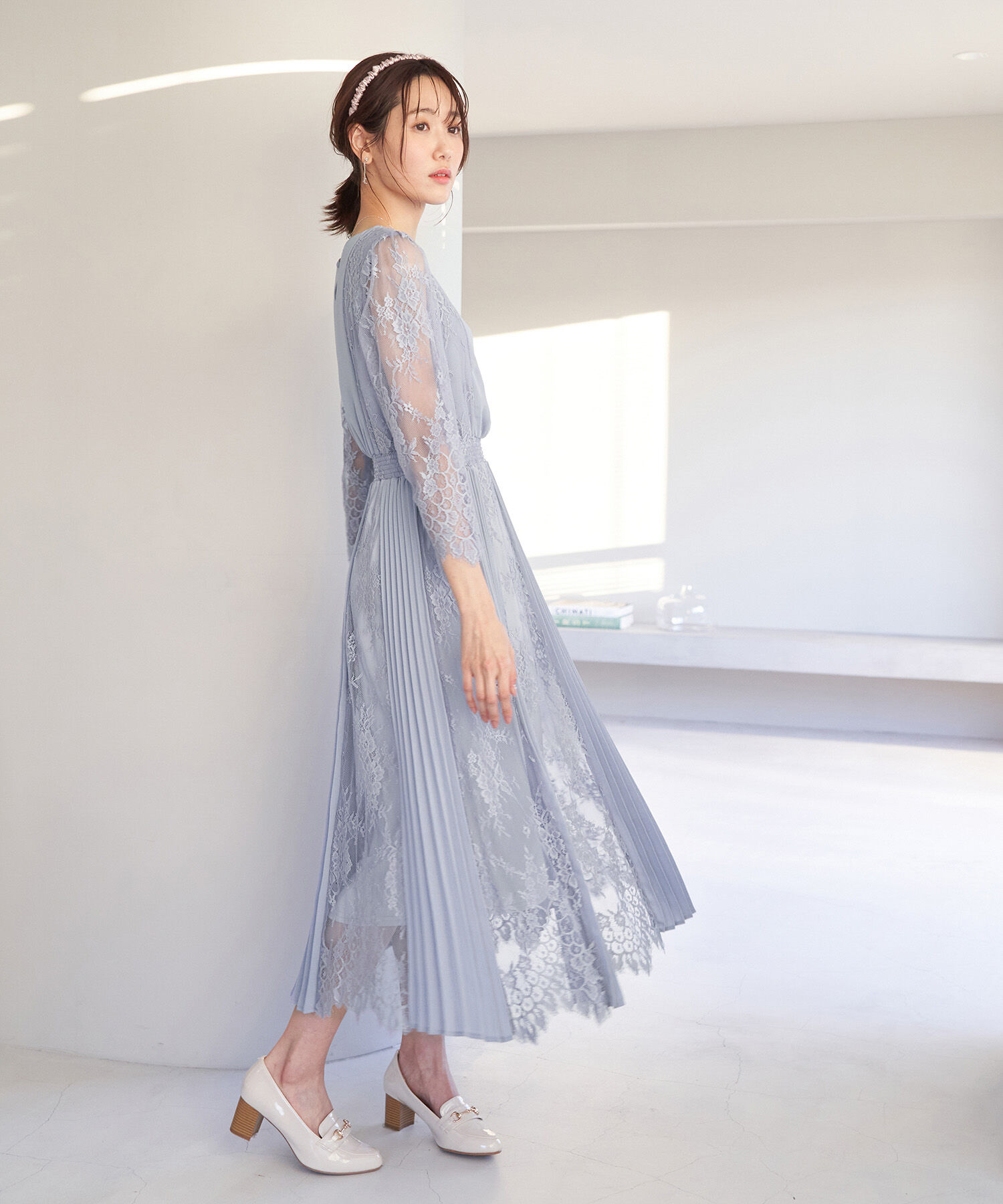 Rope&rsquo;Picnic「【一部店舗限定】【Mon E&rsquo;toile/モンエトワール】プリーツコンビレースDress」|ドレス|