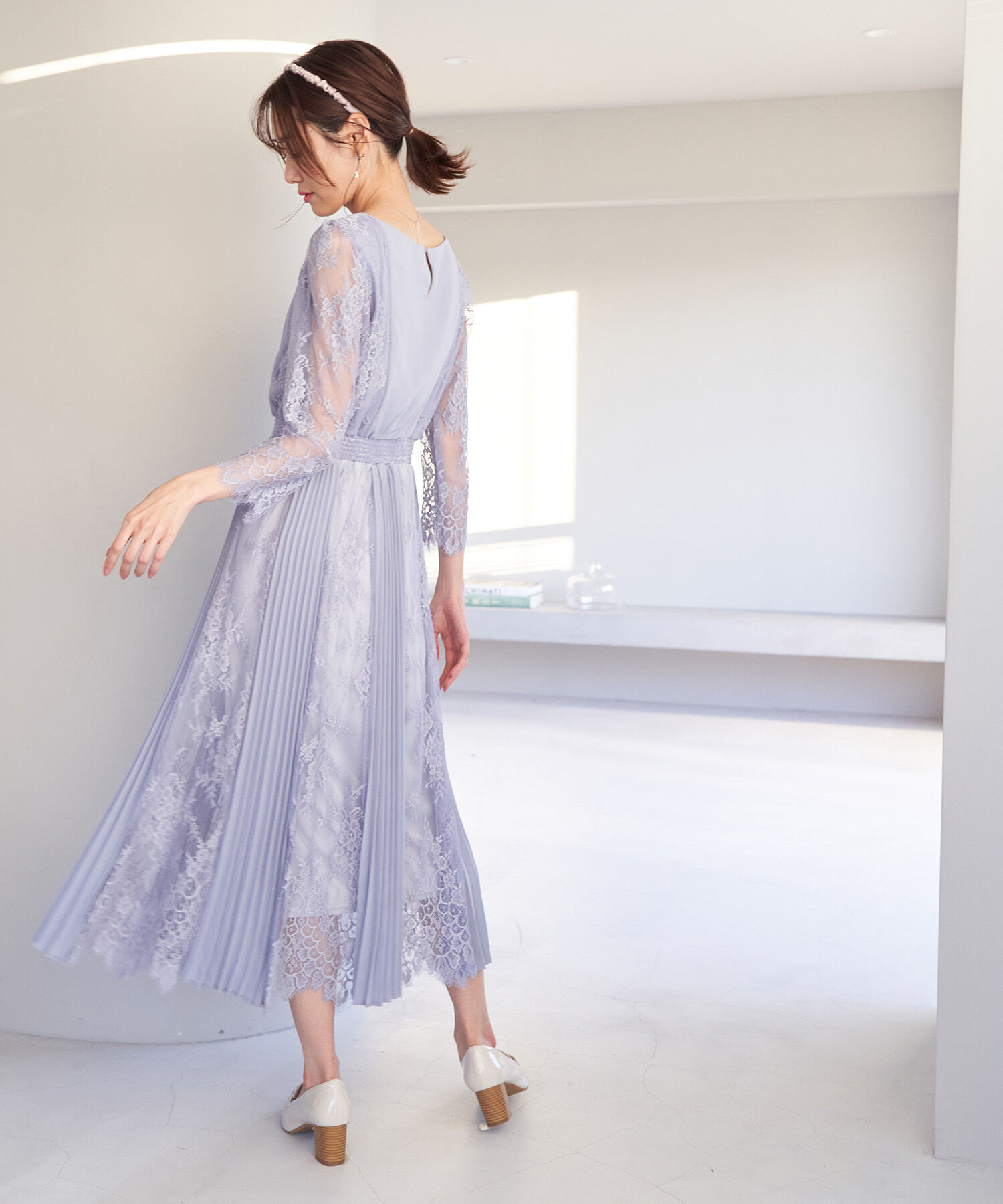 Rope&rsquo;Picnic「【一部店舗限定】【Mon E&rsquo;toile/モンエトワール】プリーツコンビレースDress」|ドレス|