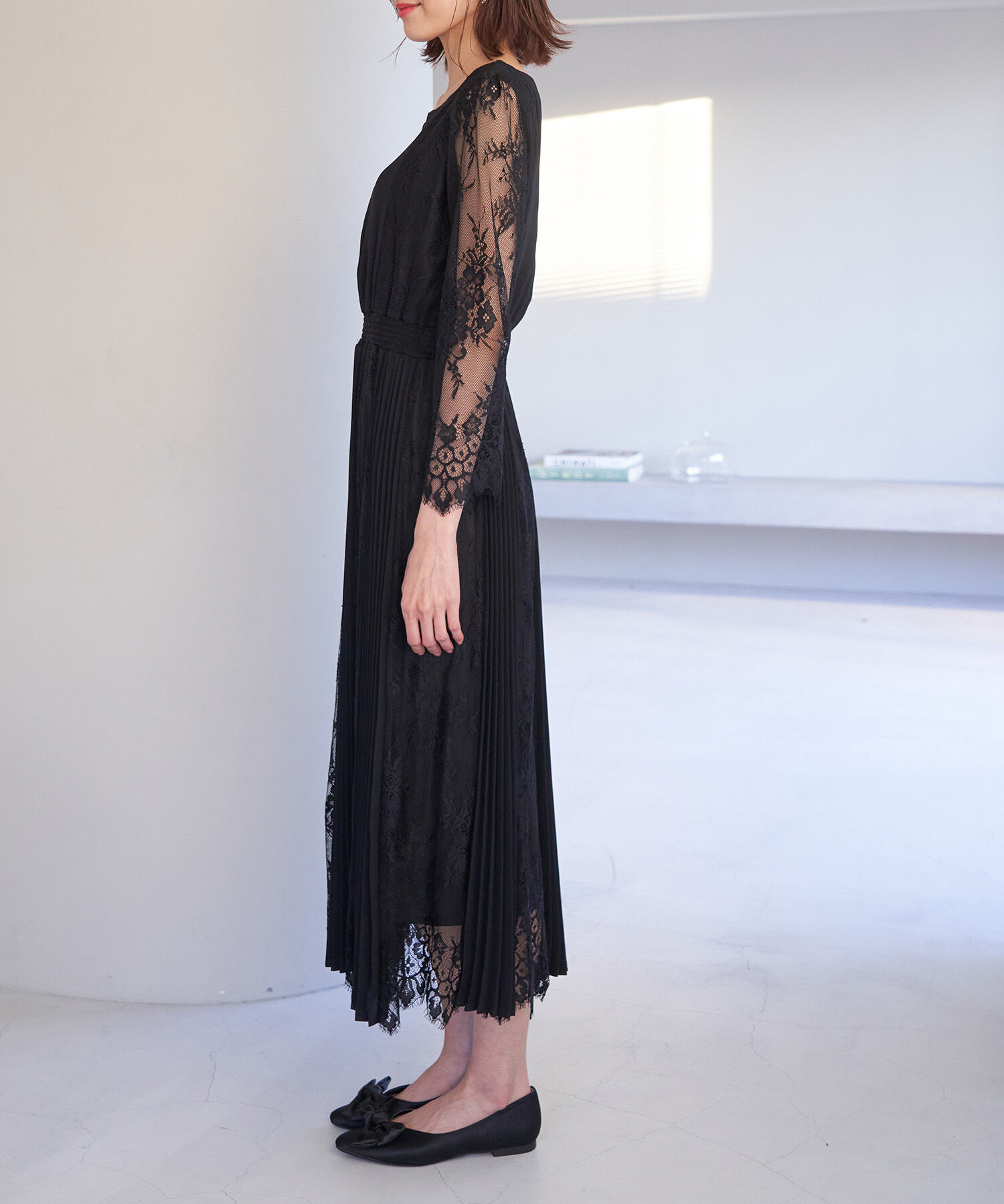 Rope&rsquo;Picnic「【一部店舗限定】【Mon E&rsquo;toile/モンエトワール】プリーツコンビレースDress」|ドレス|