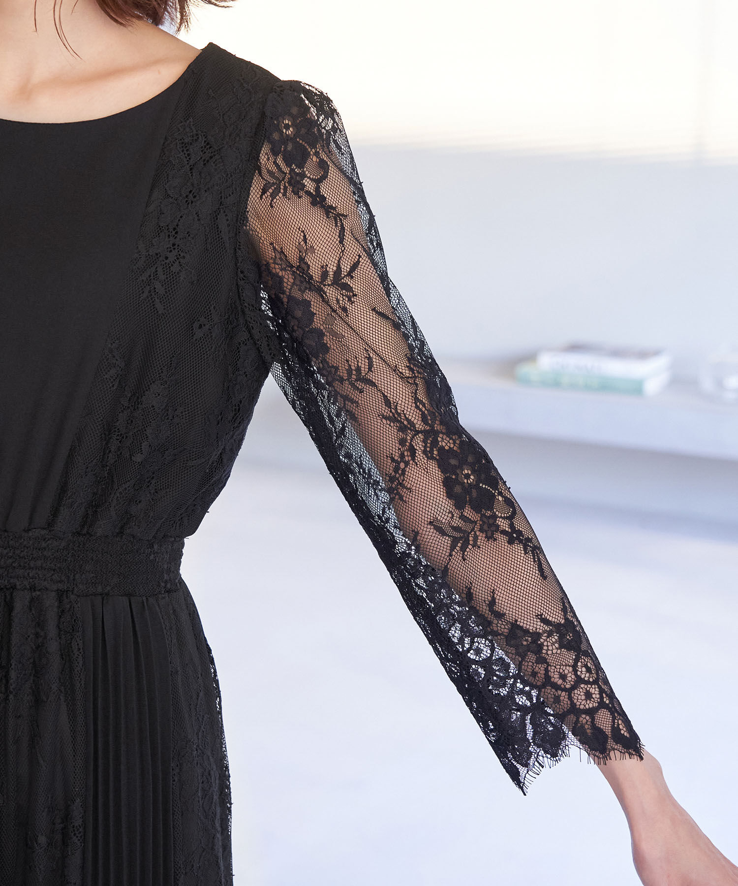 Rope&rsquo;Picnic「【一部店舗限定】【Mon E&rsquo;toile/モンエトワール】プリーツコンビレースDress」|ドレス|