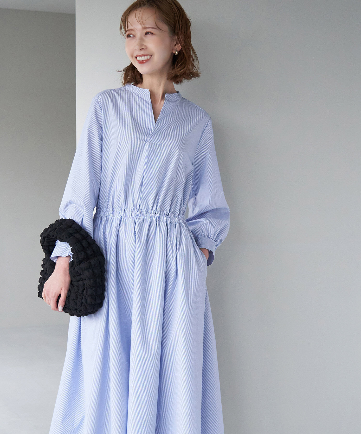 Rope&rsquo;Picnic「着丈が選べる/ストライプワンピース」|ワンピース|サックス(48)