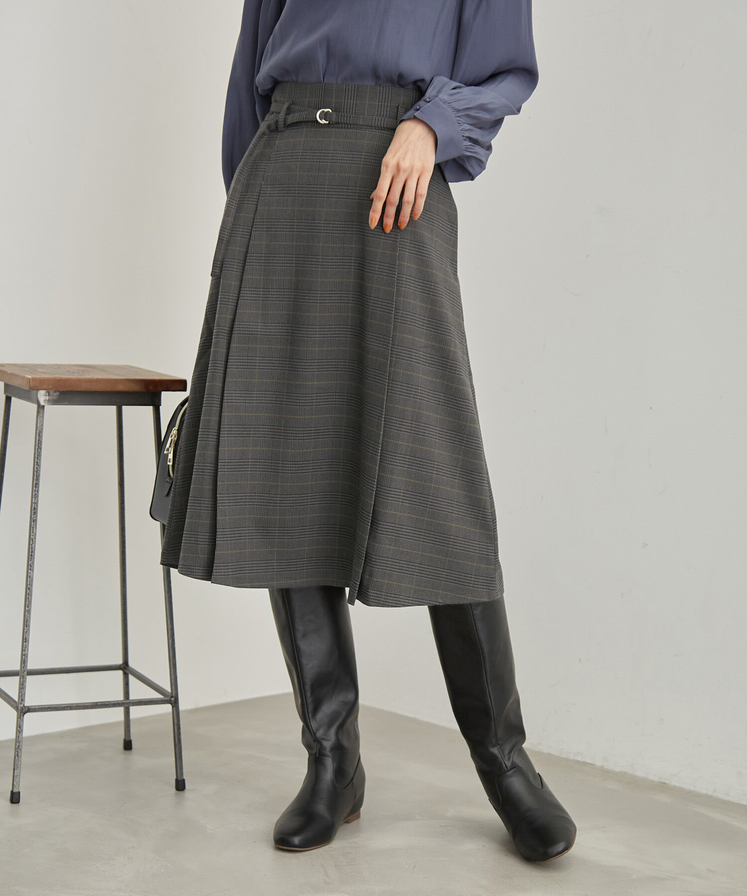 Rope&rsquo;Picnic「ラナテック/タックフレアスカート」|スカート|グレー系(09)