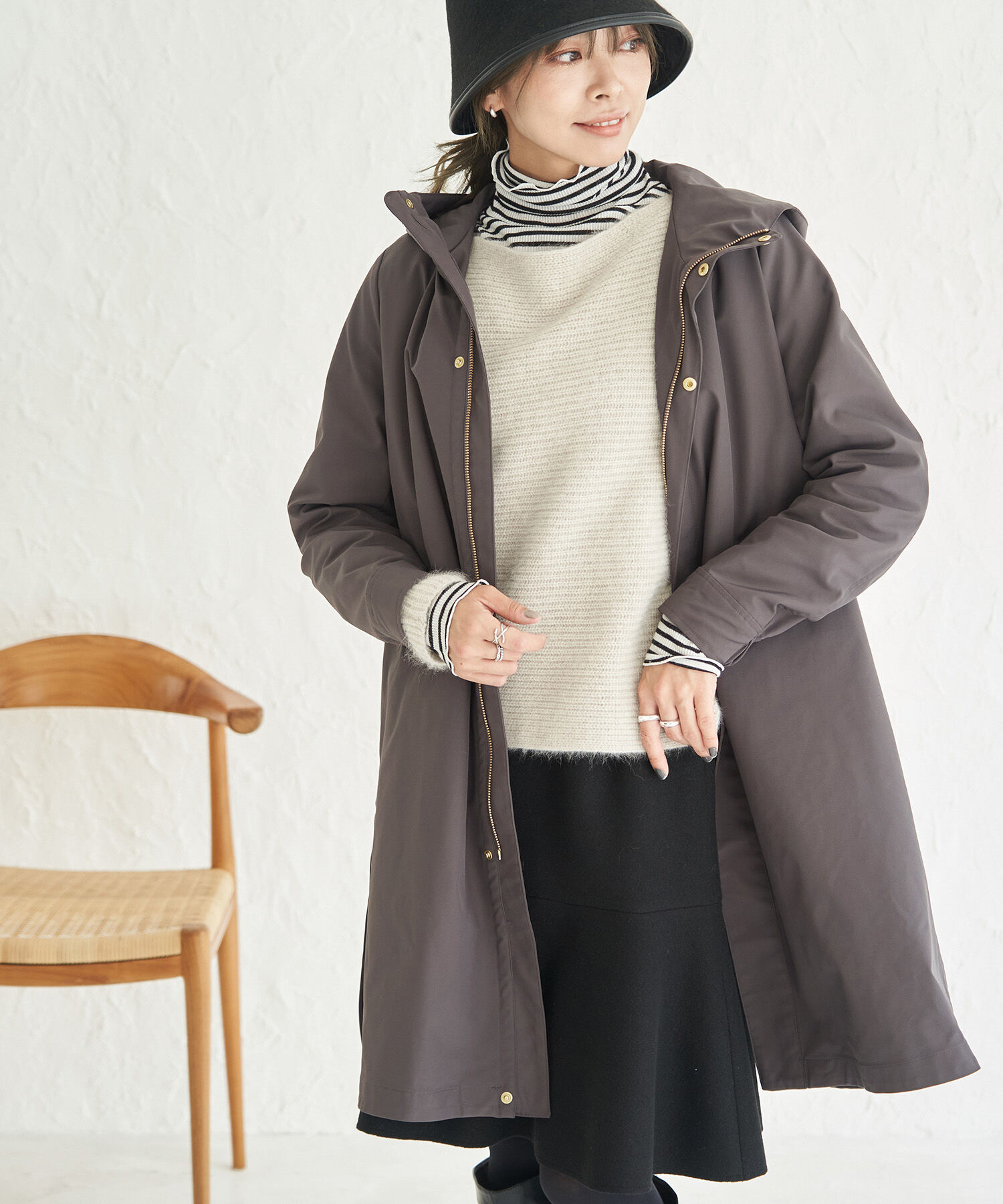 ROPE' PICNIC R「花粉ガード・撥水加工/ライナー取り外しサイドスリットモッズコート」|その他|チャコール(06)