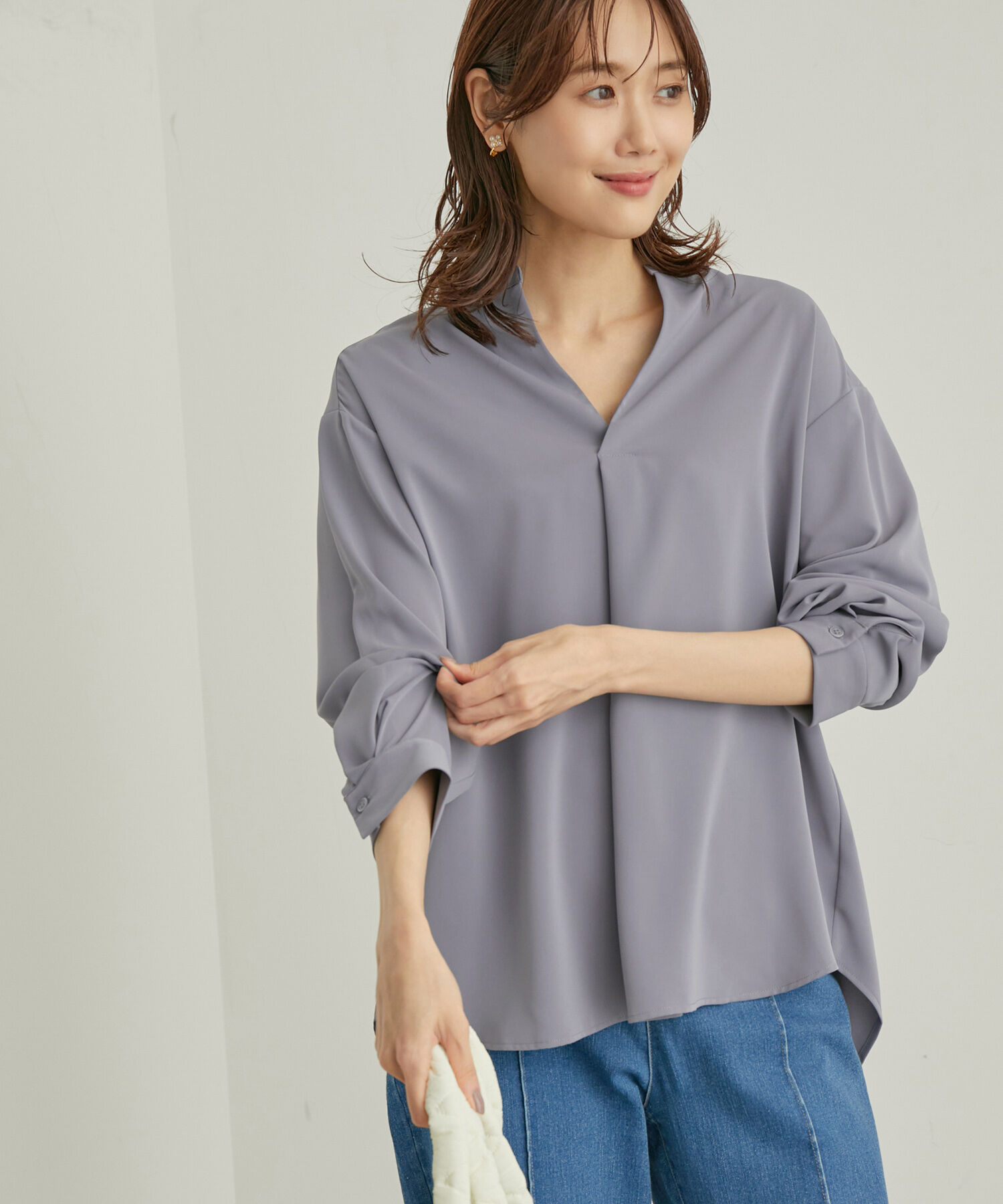 Rope&rsquo;Picnic「ENERGYシリーズ/スキッパーブラウス」|シャツ・ブラウス|ブルー系(45)