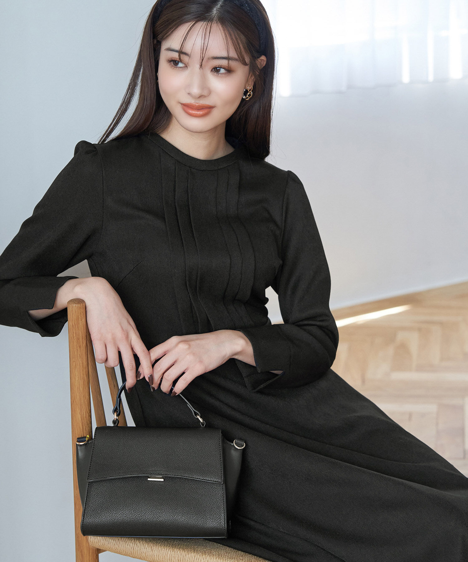 Rope&rsquo;Picnic「【WEB限定】ラナテック/フィット＆フレアワンピース」|ワンピース|ブラック(01)