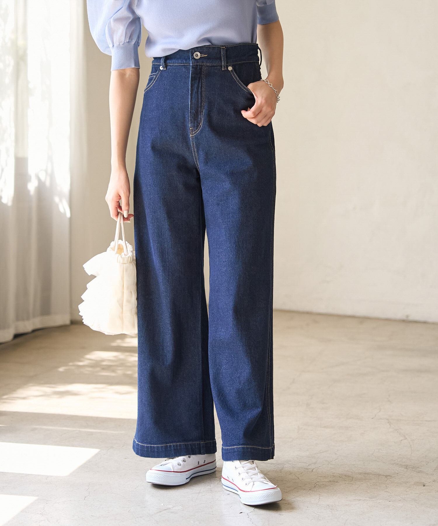 Rope&rsquo;Picnic「【ウエスト革命デニム】ウエストシェイプデニムワイドパンツ」|デニム|