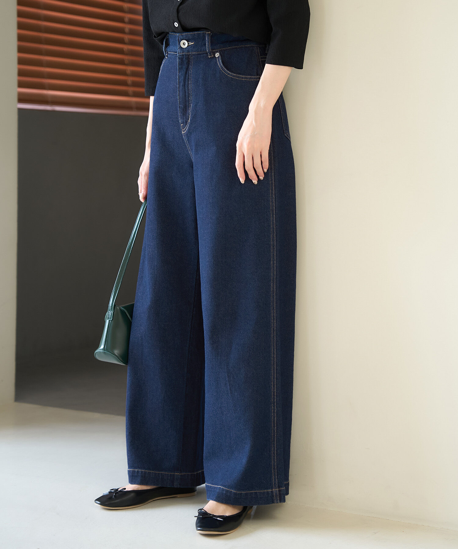 Rope&rsquo;Picnic「【ウエスト革命デニム】ウエストシェイプデニムワイドパンツ」|デニム|