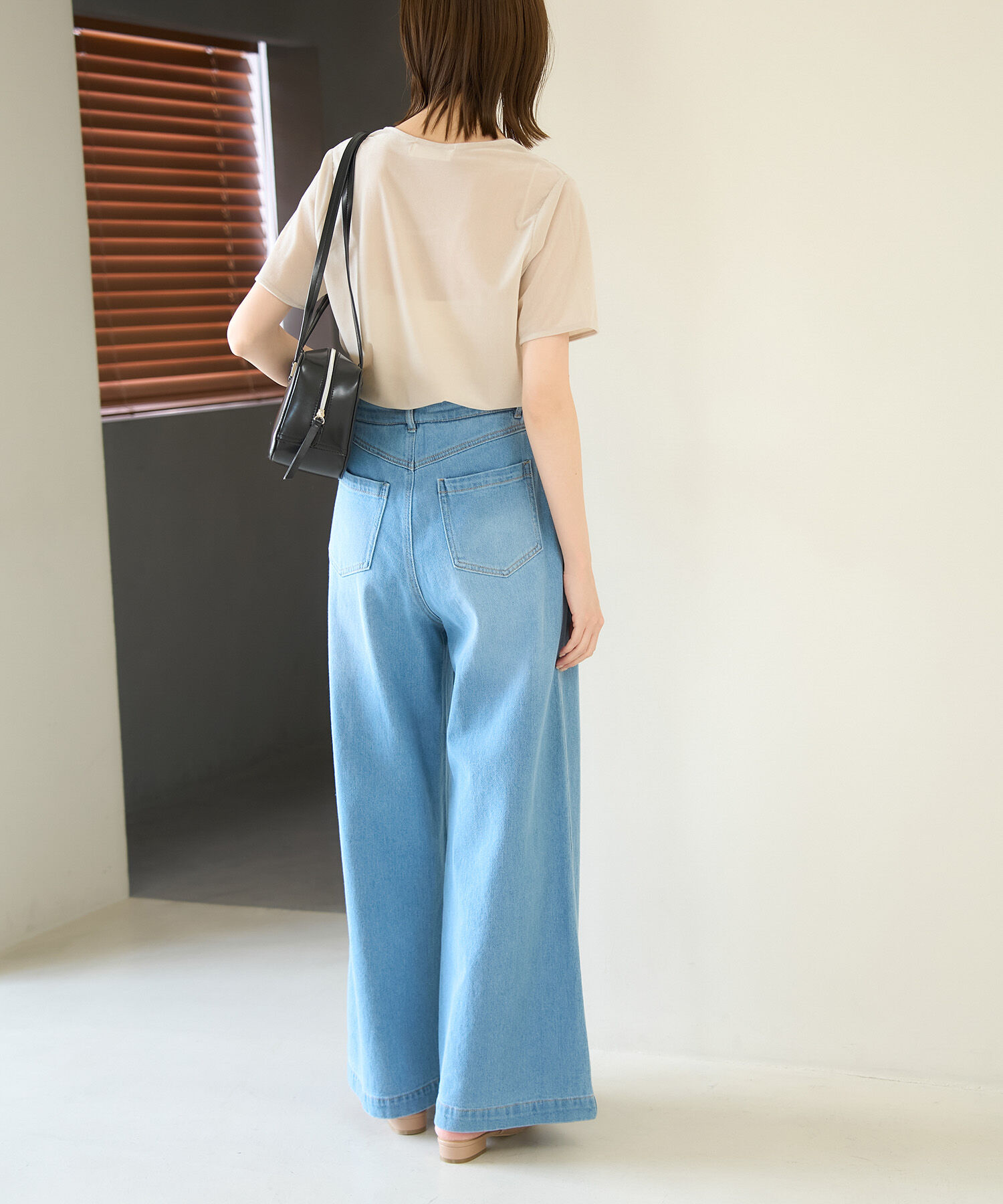 Rope&rsquo;Picnic「【ウエスト革命デニム】ウエストシェイプデニムワイドパンツ」|デニム|
