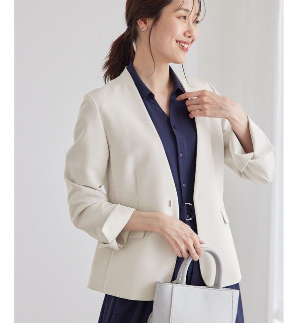 Rope&rsquo;Picnic「【一部店舗限定34-42サイズ】360&deg;ウルトラストレッチ/ノーラペルジャケット」|テーラードジャケット|グレーサブ