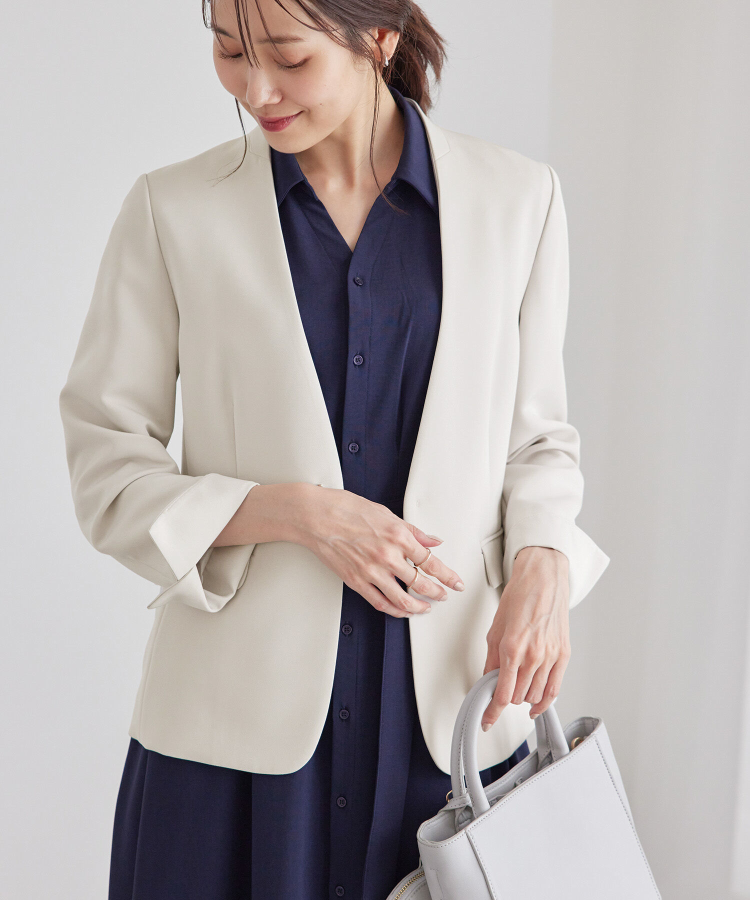 Rope&rsquo;Picnic「【一部店舗限定34-42サイズ】360&deg;ウルトラストレッチ/ノーラペルジャケット」|テーラードジャケット|