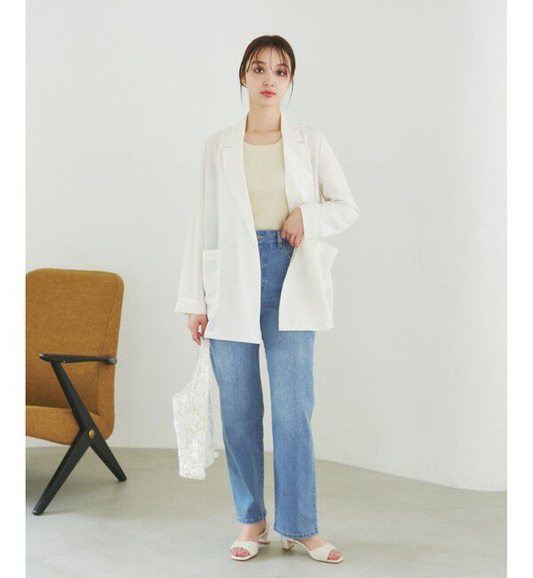 Rope&rsquo;Picnic「【ウエスト革命デニム】ウエストシェイプデニムストレートパンツ」|デニム|