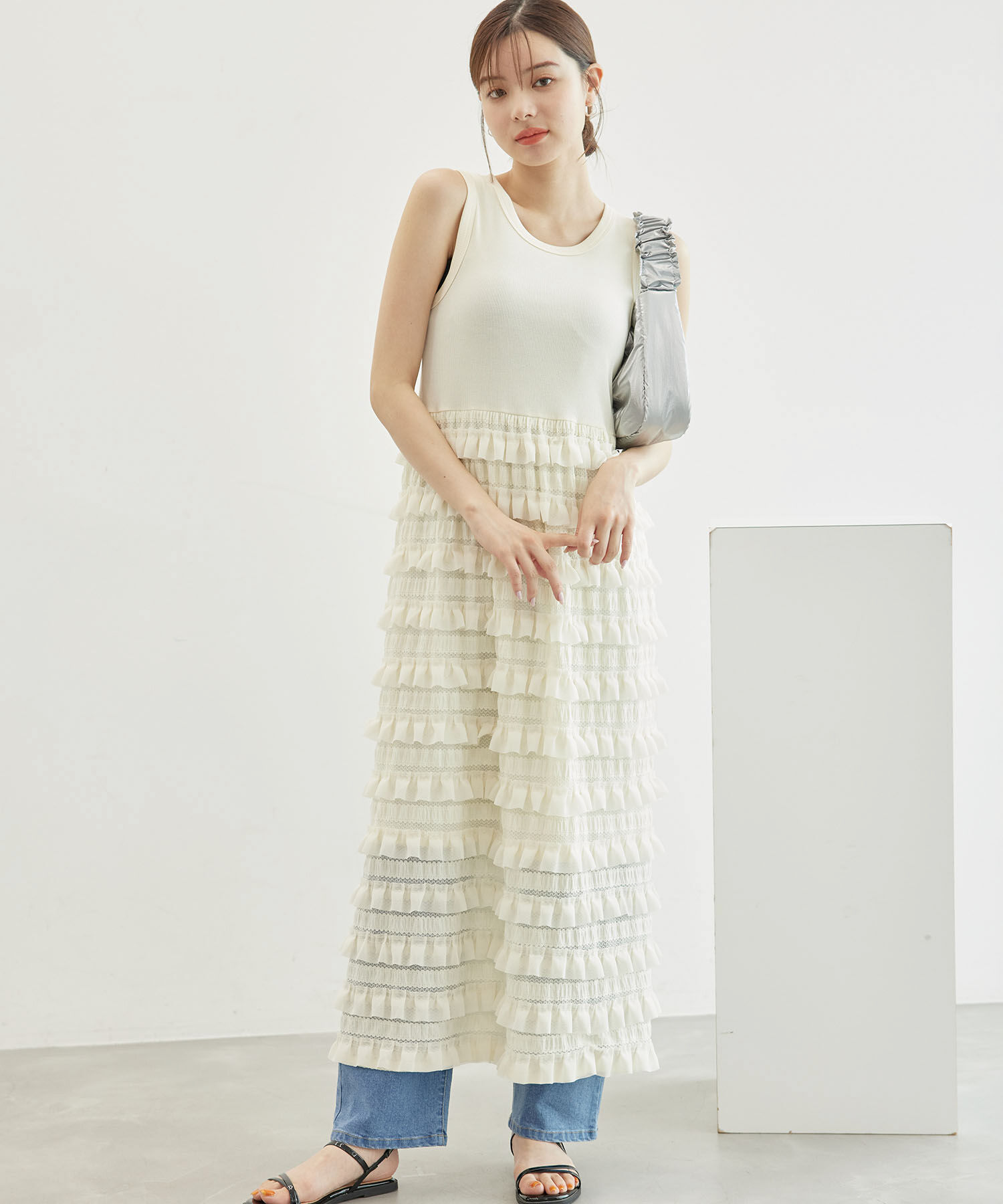 Rope&rsquo;Picnic「フリルティアードノースリーブワンピース」|ワンピース|