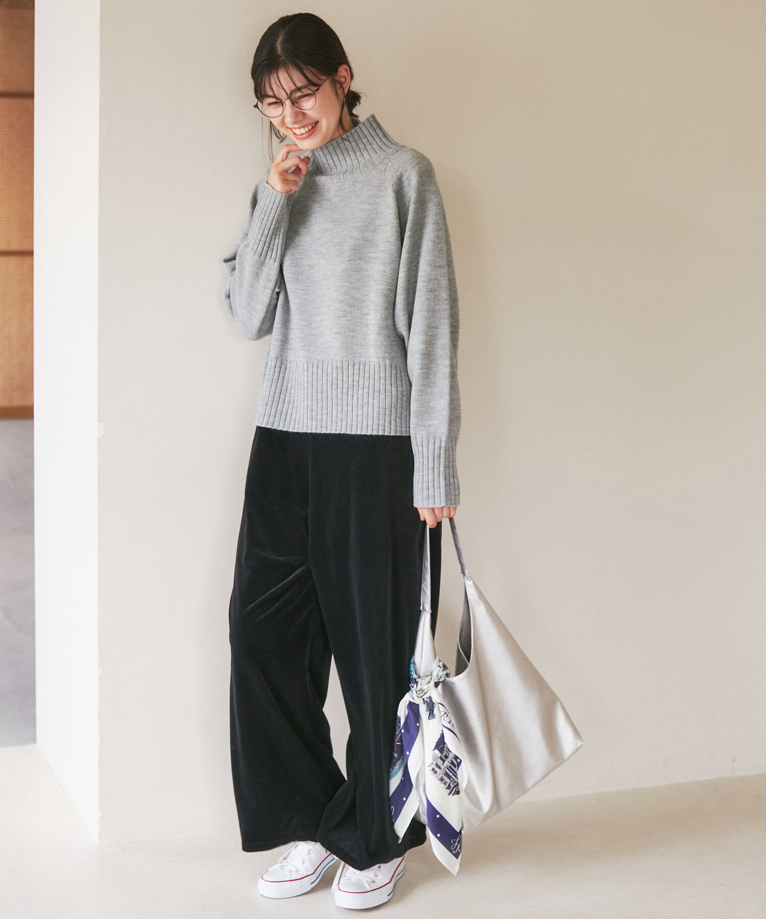 Rope&rsquo;Picnic「ハイネックラグランニットプルオーバー/帯電防止・洗濯機OK・新色追加」|ニット・セーター|