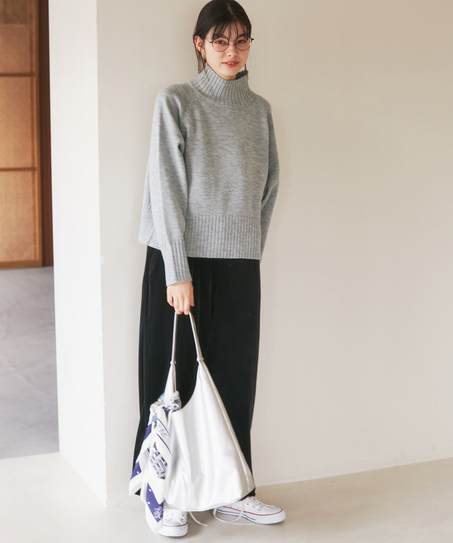 Rope&rsquo;Picnic「ハイネックラグランニットプルオーバー/帯電防止・洗濯機OK・新色追加」|ニット・セーター|