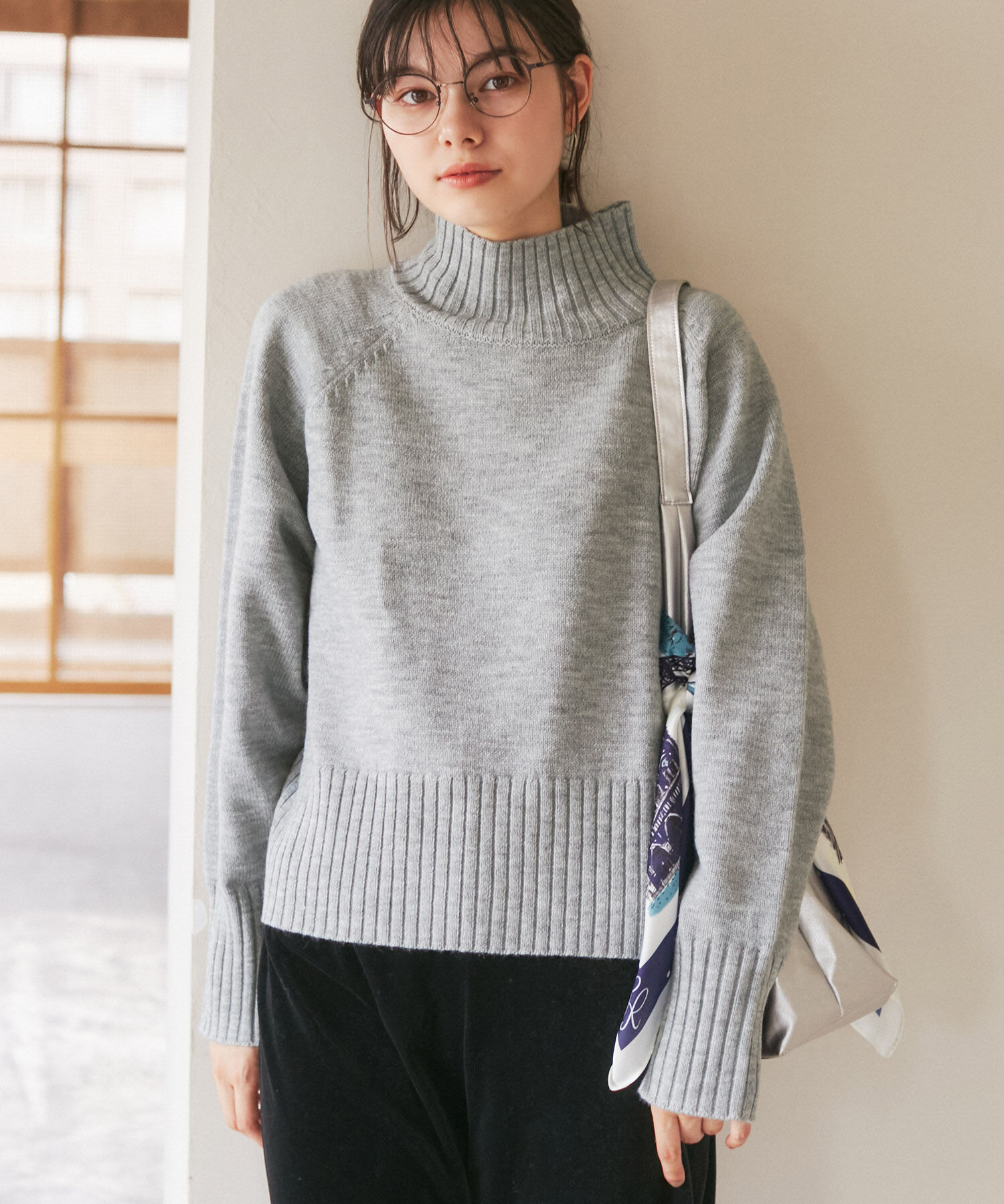 Rope&rsquo;Picnic「ハイネックラグランニットプルオーバー/帯電防止・洗濯機OK・新色追加」|ニット・セーター|