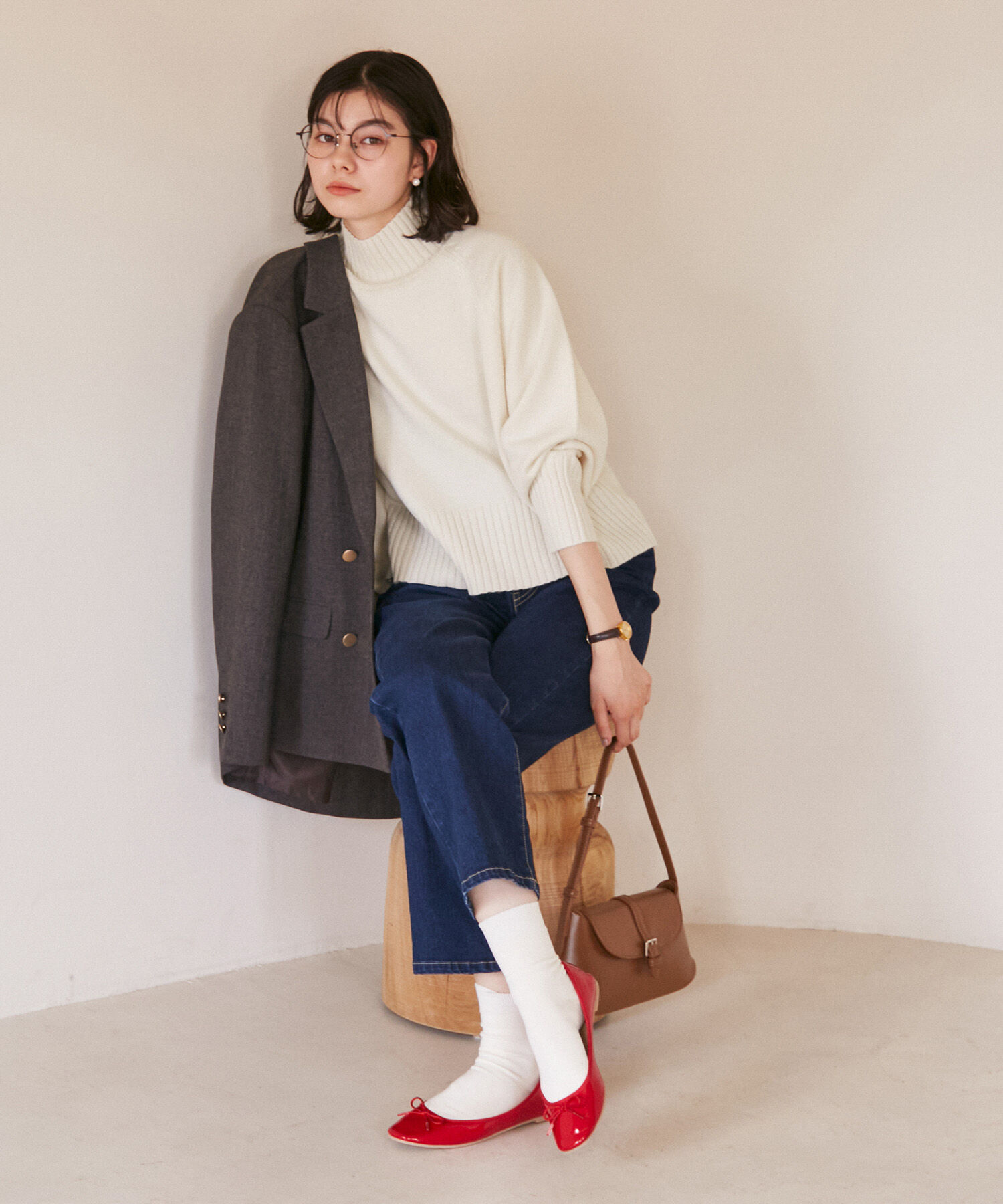 Rope&rsquo;Picnic「ハイネックラグランニットプルオーバー/帯電防止・洗濯機OK・新色追加」|ニット・セーター|