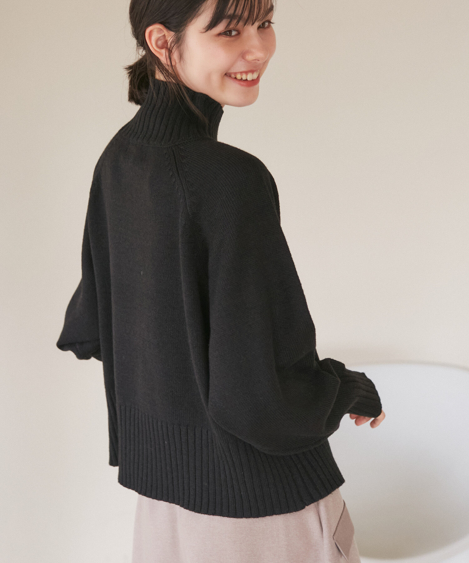 Rope&rsquo;Picnic「ハイネックラグランニットプルオーバー/帯電防止・洗濯機OK・新色追加」|ニット・セーター|