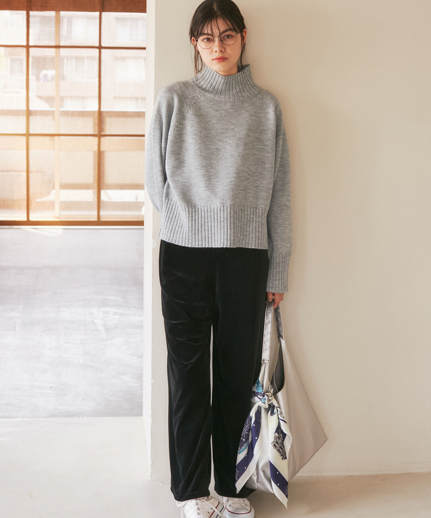 Rope&rsquo;Picnic「ハイネックラグランニットプルオーバー/帯電防止・洗濯機OK・新色追加」|ニット・セーター|