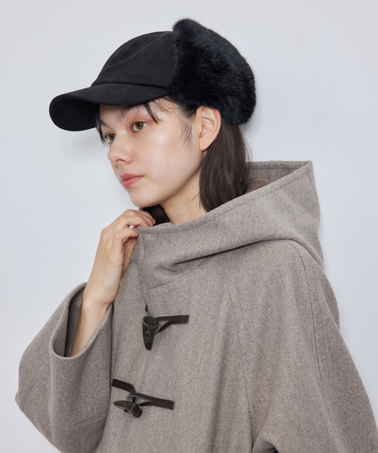 ROPE PICNIC PASSAGE「2WAY/フェイクスエードフライトキャップ」|キャップ・キャスケット|ブラック(01)