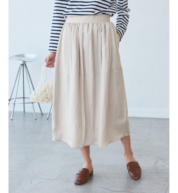 Rope&rsquo;Picnic「切り替えギャザーフレアスカート」|スカート|