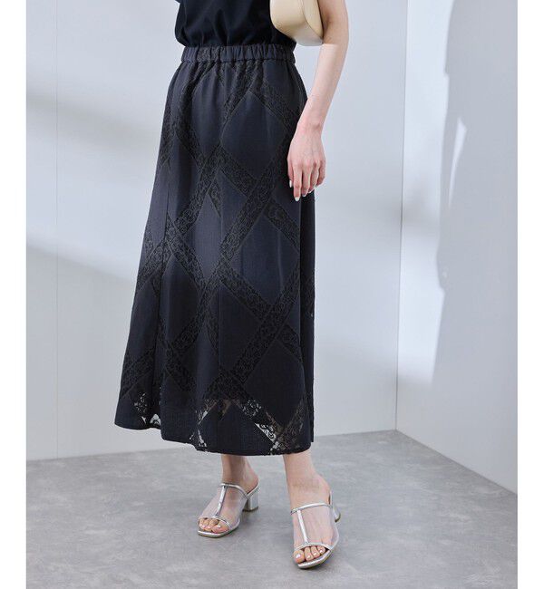Rope&rsquo;Picnic「ダイアゴナルレーシースカート」|スカート|