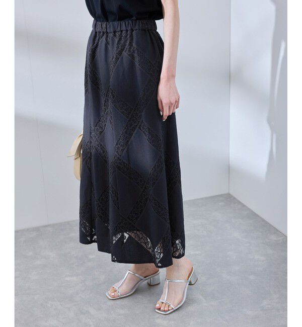 Rope&rsquo;Picnic「ダイアゴナルレーシースカート」|スカート|