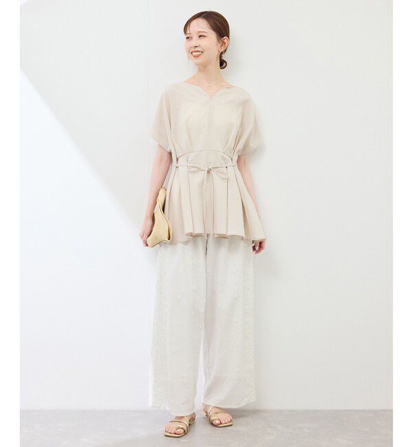 Rope&rsquo;Picnic「3D刺繍レースワイドパンツ/リンクコーデ」|チノ|