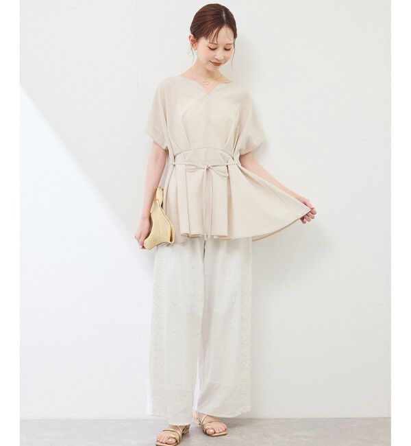 Rope&rsquo;Picnic「3D刺繍レースワイドパンツ/リンクコーデ」|チノ|