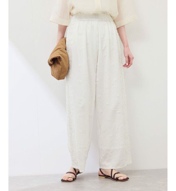 Rope&rsquo;Picnic「3D刺繍レースワイドパンツ/リンクコーデ」|チノ|