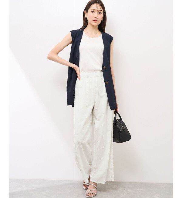 Rope&rsquo;Picnic「3D刺繍レースワイドパンツ/リンクコーデ」|チノ|