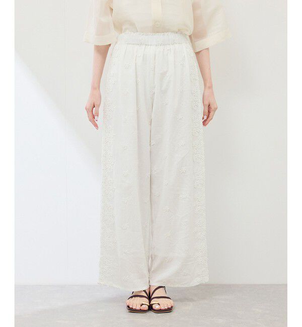 Rope&rsquo;Picnic「3D刺繍レースワイドパンツ/リンクコーデ」|チノ|