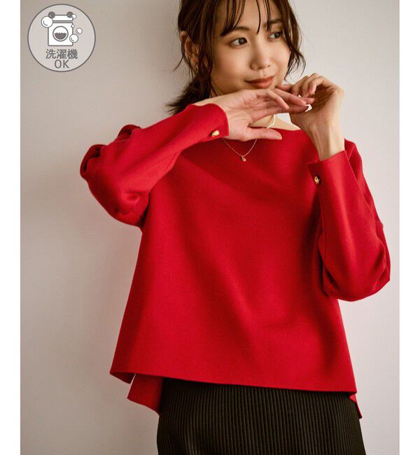 Rope&rsquo;Picnic「【洗濯機OK】ミラノリブニットプルオーバー」|ニット・セーター|レッド(60)