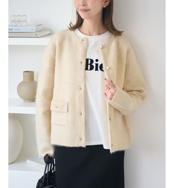 Rope&rsquo;Picnic「ダブルフェイス襟取り外し起毛カーディガン」|カーディガン|