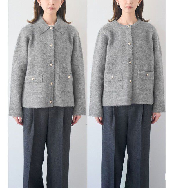 Rope&rsquo;Picnic「ダブルフェイス襟取り外し起毛カーディガン」|カーディガン|