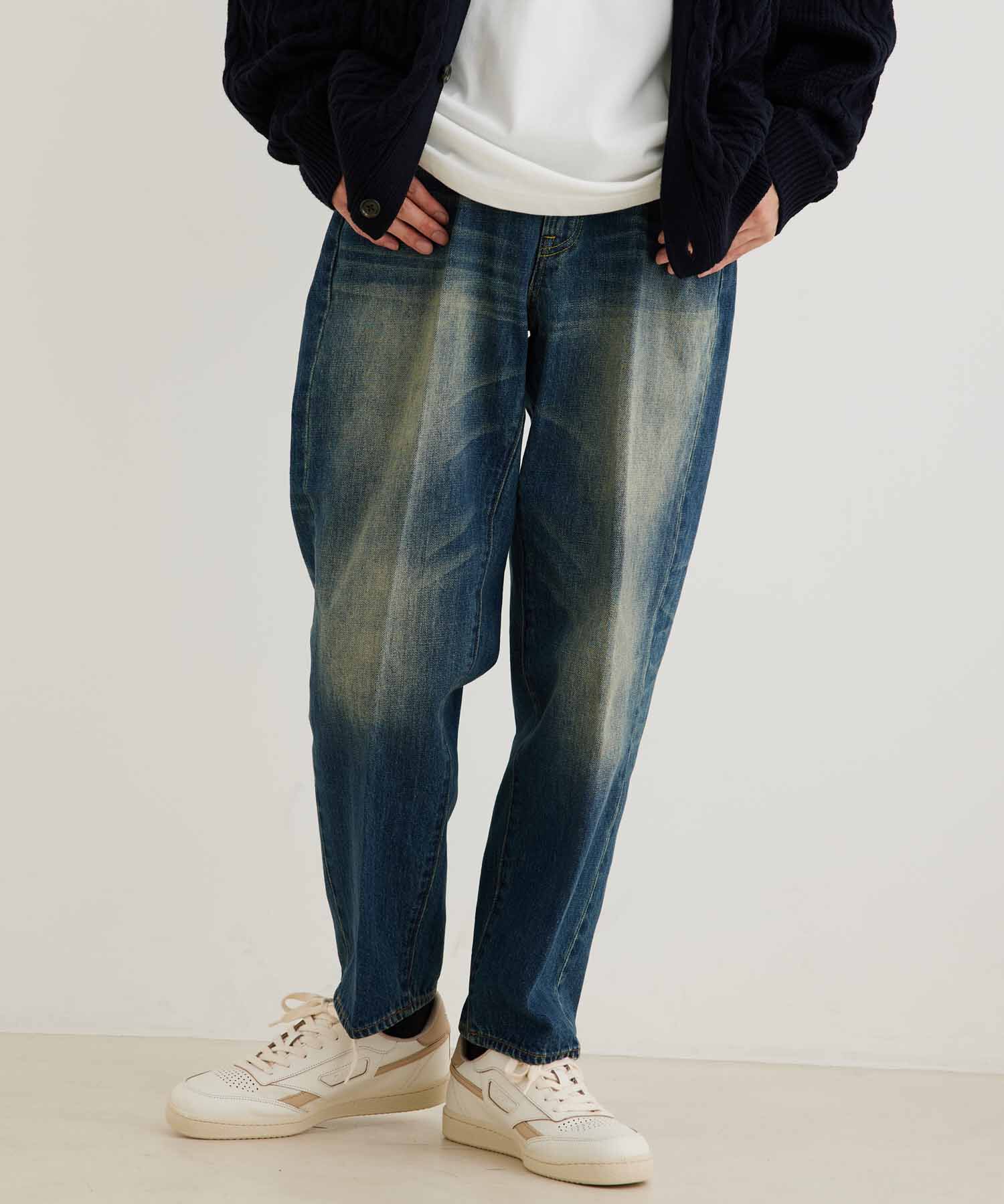 ADAM ET ROPE'「【コットンUSA】バギー クロップド デニムパンツ/サステナブル」|デニム|ネイビー系(43)