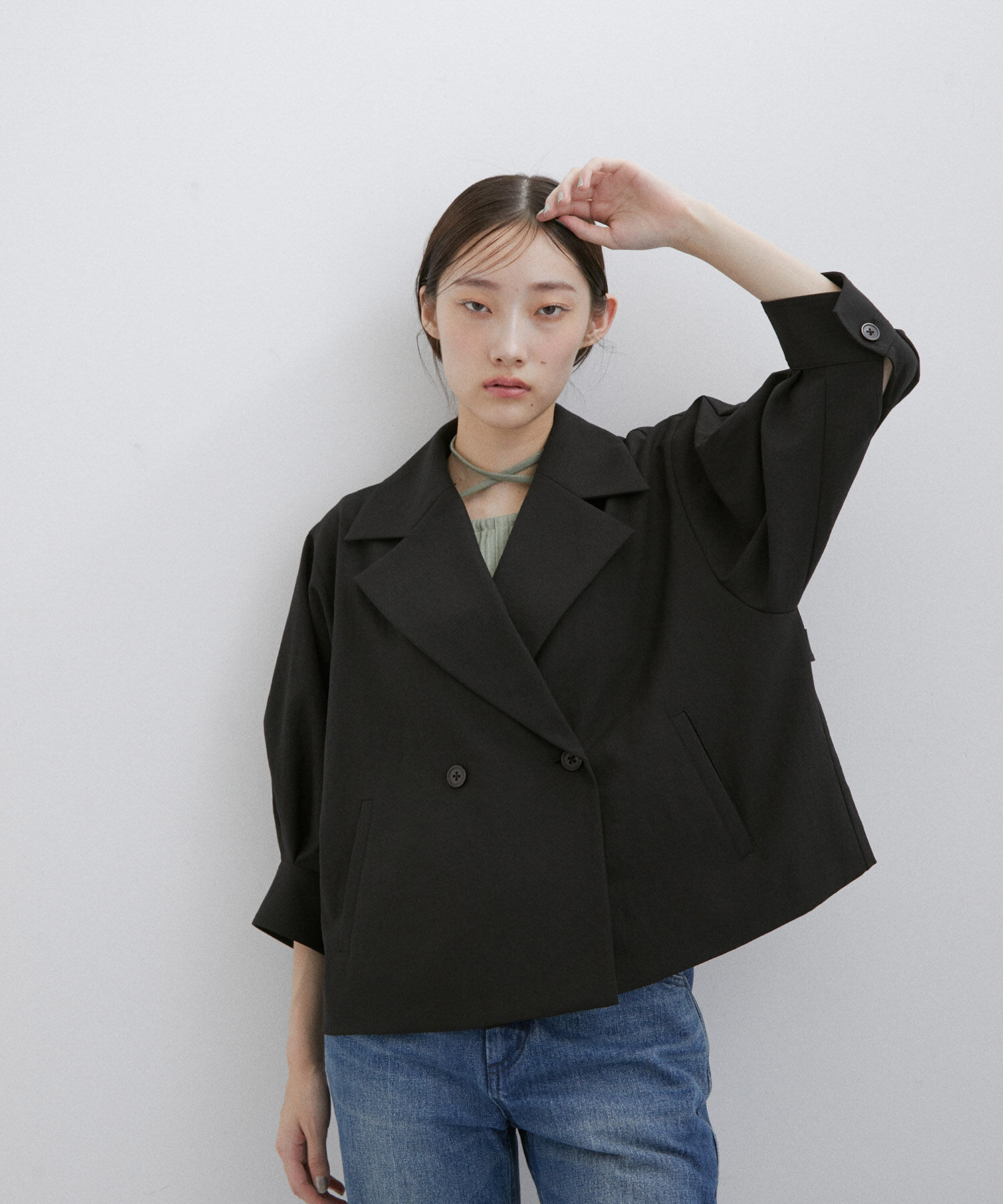 ADAM ET ROPE'「【サステナブル】2WAYシルエットシャツジャケット」|テーラードジャケット|